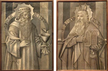 Felder auf der Rückseite des Predella von Santa Maria de Ripoll - Melchisedek und Moses